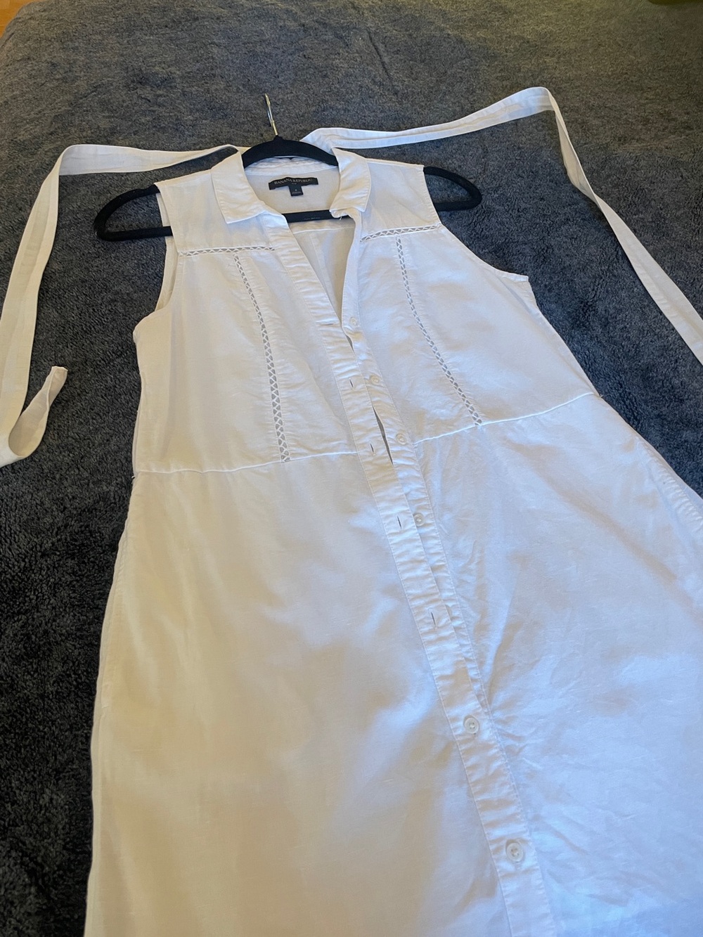Banana Republic White Linen Sleeveless Button-Front Dress